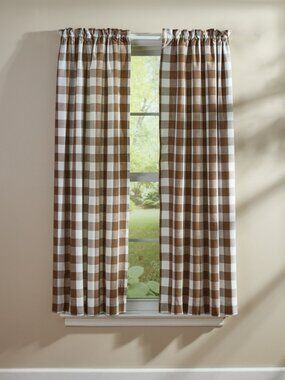 Country new Brown Checked Curtains